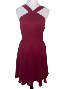 Lulus Burgundy Forevermore Sleeveless Skater Dress Size S